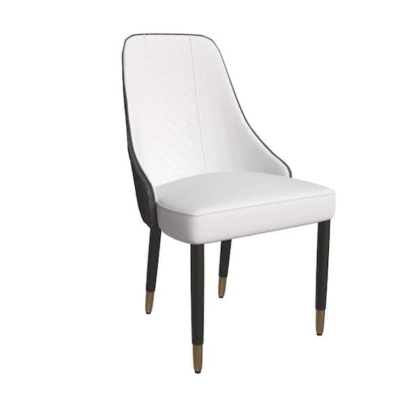 Leisuremod Allure Modern Dining Chairs Fabric Seat and Back Solid Wood Legs Contemporary Side Chairs in White Black