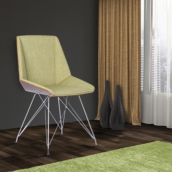 Armen Living Pandora 33 in. Green Fabric and Chrome Finish Dining Chair