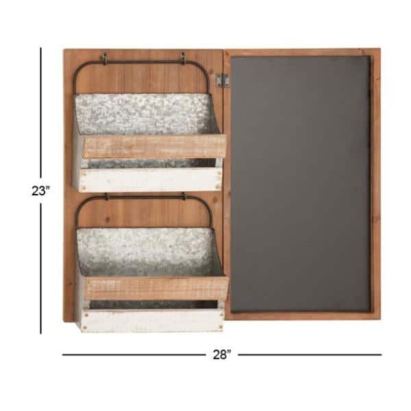 Rustic Brown and White Wall Mounted Wood and Metal Organizer