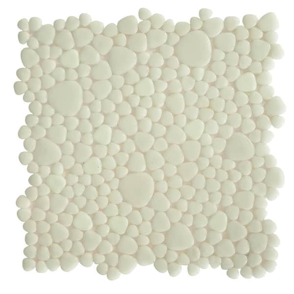 6 in. x 6 in. White Hot Glass Tile Love Glossy Glass Wall, Floor, Backsplash and Pools Tile 0.25 sq. ft. Sample