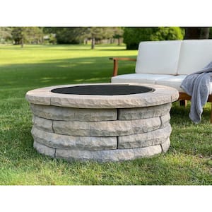 Ledgestone 47 in. x 18 in. Round Concrete Wood Fuel Fire Pit Ring Kit Tan Variegated