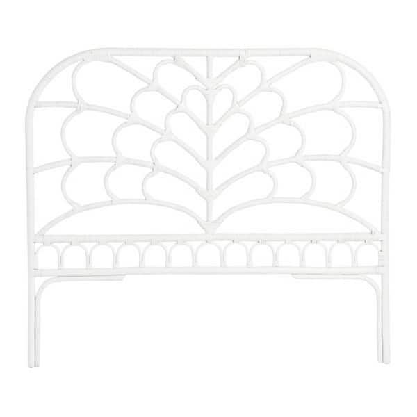 3R Studios King-Size Rattan Headboard with Fountain Design in White