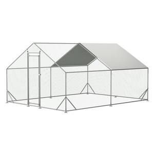 10 ft. x 13 ft. Galvanized Large Metal Walk in Chicken Coop Cage Hen House Farm Poultry Run Hutch