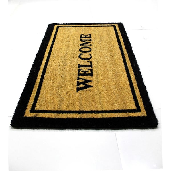 Welcome Natural 18 in. W x 30 in. L Coir Non-Slip Indoor Outdoor Door Mat