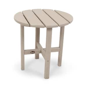 Cape Cod 18 in. Sand Castle Round Plastic Outdoor Patio Side Table