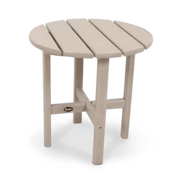 Trex Outdoor Furniture Cape Cod 18 in. Sand Castle Round Plastic Outdoor Patio Side Table