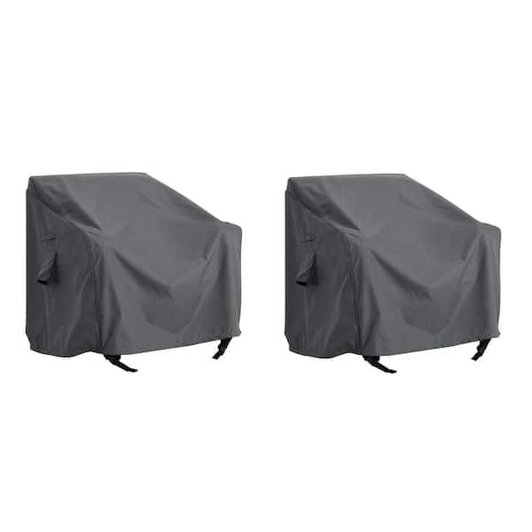 Dark Gray Patio Club Chair Cover, Durable Weather-Resistant Fabric, Set of 2