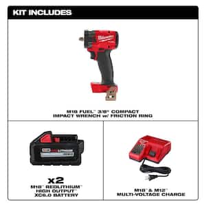 M18 FUEL GEN-3 18V Lithium-Ion Brushless Cordless 3/8 in. Impact Wrench w/ Friction Ring & (2) 6.0Ah Battery & Charger