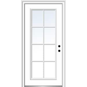 34 in. x 80 in. Simulated Divided Lites Left-Hand Full Lite Clear Classic Primed Fiberglass Smooth Prehung Front Door