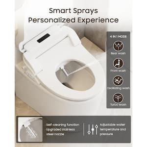 Electric Bidet Seat for Elongated Toilets in White With Warm Water, Dryer, Multiple Spray Wash, And Wireless Remote