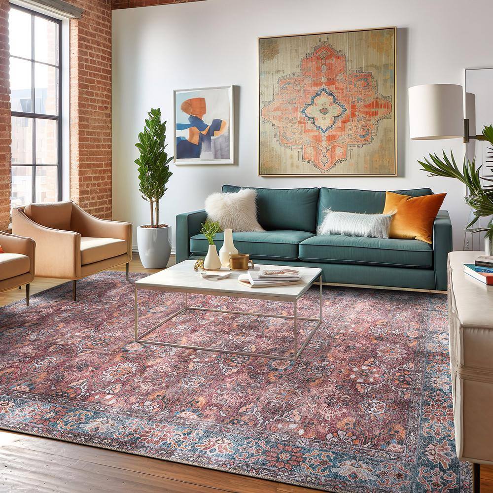Multi-Color Flat Woven Washable Polyester Area Rug