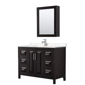 Daria 48 in.W x 22 in.D Single Vanity in Dark Espresso w/Cultured Marble Vanity Top in LightVein Carrara w/Basin&Med Cab