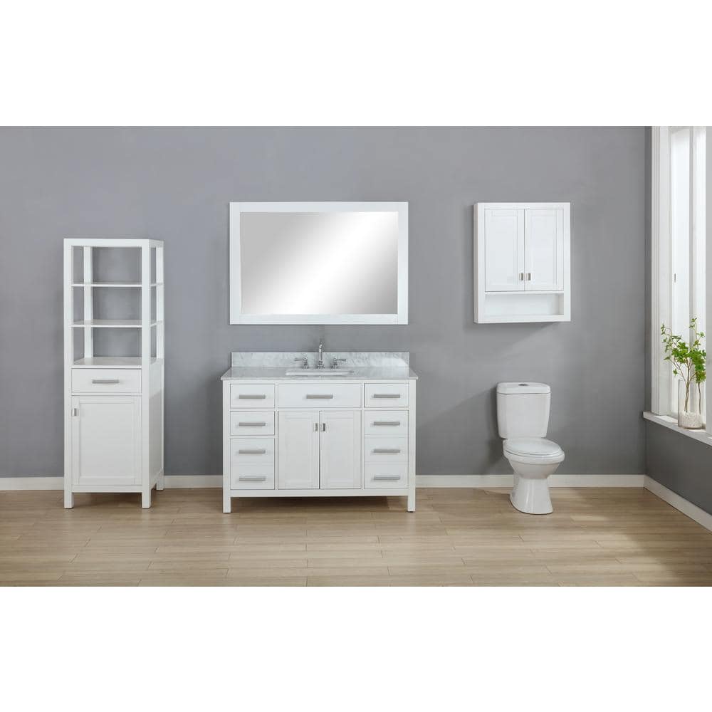 White Quartz Freestanding Single Vanity with Porcelain Sink