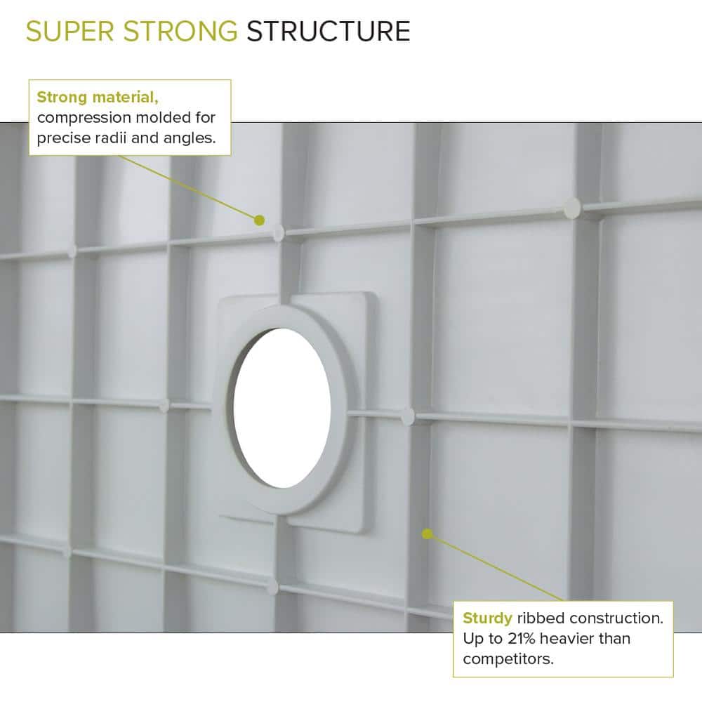 Gray 36'' Square Ultra Low Threshold Shower Base with Center Drain