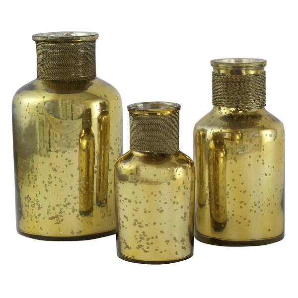 Unbranded Renee Gold Glass Bottles (Set of 3)