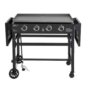 4-Burner Propane Gas Grill in Black with Griddle Top