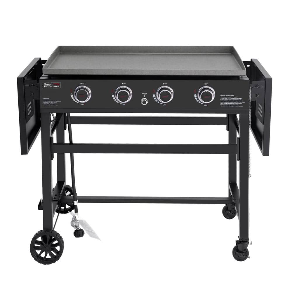 35 in. 4-Burner Flat Top Gas Griddle, 52,000 BTU Cooking Power, Perfect for Outdoor Cooking, Black