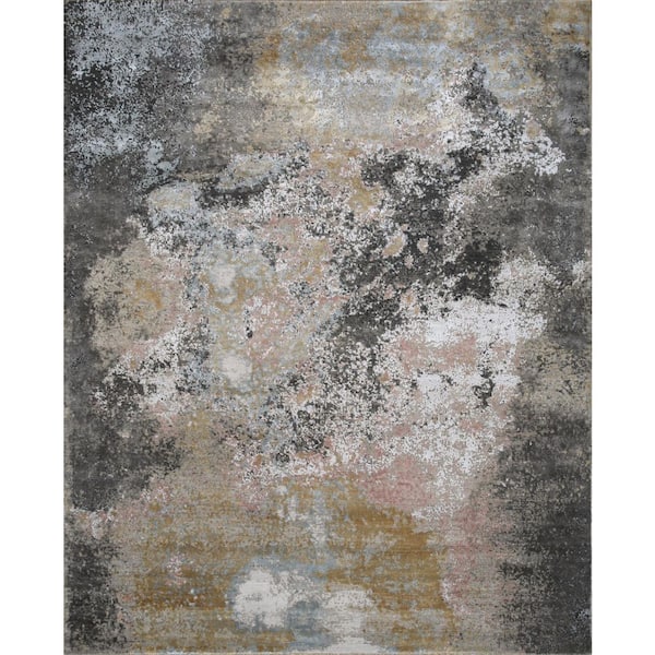 8 ft. x 10 ft. Brown and Gray Abstract Hand Knotted Area Rug