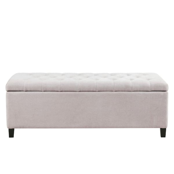 Madison Park Sasha Natural Dining Bench 49 in. W x 19.25 in. D x 18.5 in. H Tufted Top Soft Close Storage Bench