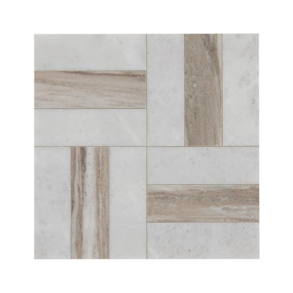 Winslow Weave 12 in. x 12 in. Honed Marble Mesh-Mounted Mosaic Tile (9.6 sq. ft. /Case)