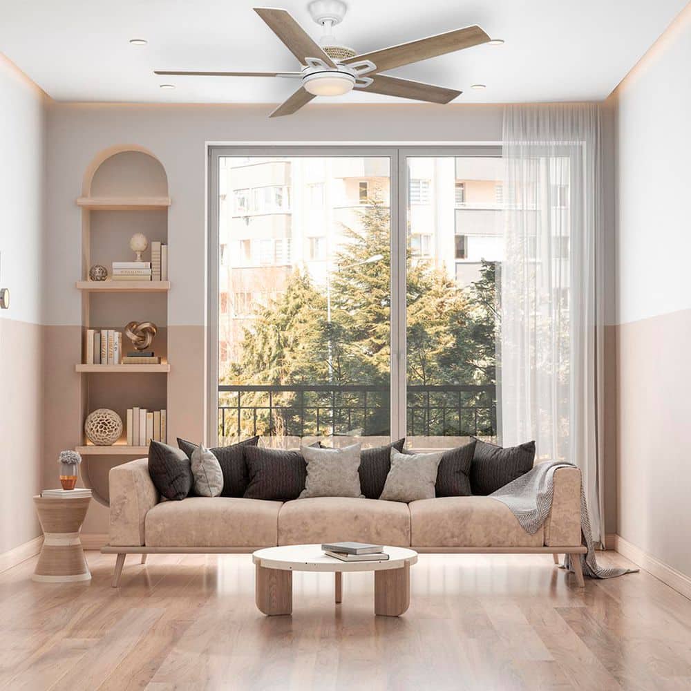 Lowry 52 in. White Color Changing LED Indoor Matte White Ceiling Fan with Remote and Light Included price history on PriceWatchPro