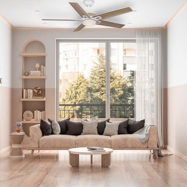 Lowry 52 in. White Color Changing LED Indoor Matte White Ceiling Fan with Remote and Light Included