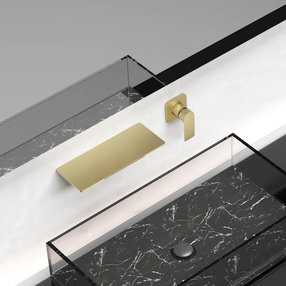 Brushed Gold Wall-Mounted Waterfall Bathroom Faucet