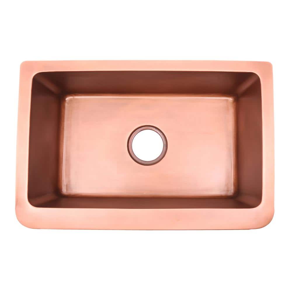 Embossed Antique Copper Farmhouse Apron Front Sink