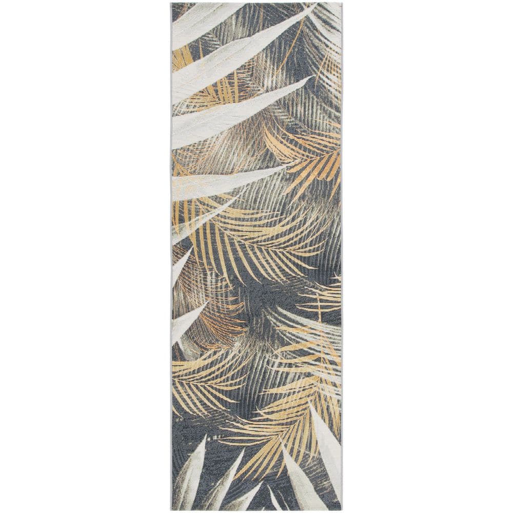 Barbados Black Green/Gold 3 ft. x 8 ft. Oversized Floral Indoor/Outdoor Runner Rug price history on PriceWatchPro