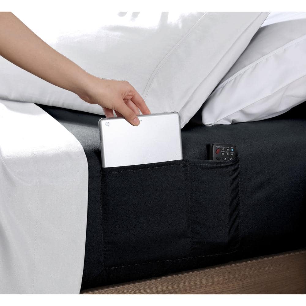 Queen Size Microfiber Fitted Sheet with 8 in. Double Storage Pockets, Black price history on PriceWatchPro
