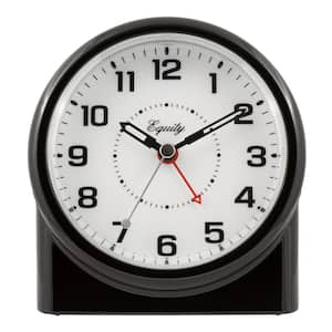 Large 4.72 in. Black Analog Alarm Table Clock with Night Vision Technology