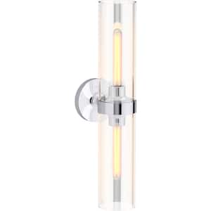 Purist 2 Light Polished Chrome Indoor Bathroom Vanity Light Fixture, UL Listed