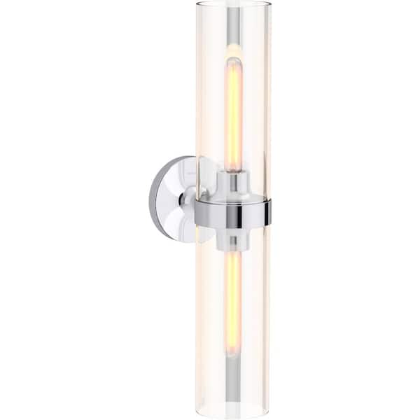 KOHLER Purist 2 Light Polished Chrome Indoor Bathroom Vanity Light Fixture, UL Listed