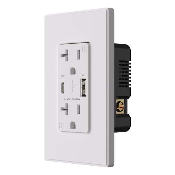elegrp ELEGRP (6 Pack, White) 4.0 Amp Type A USB Outlet, 20 Amp