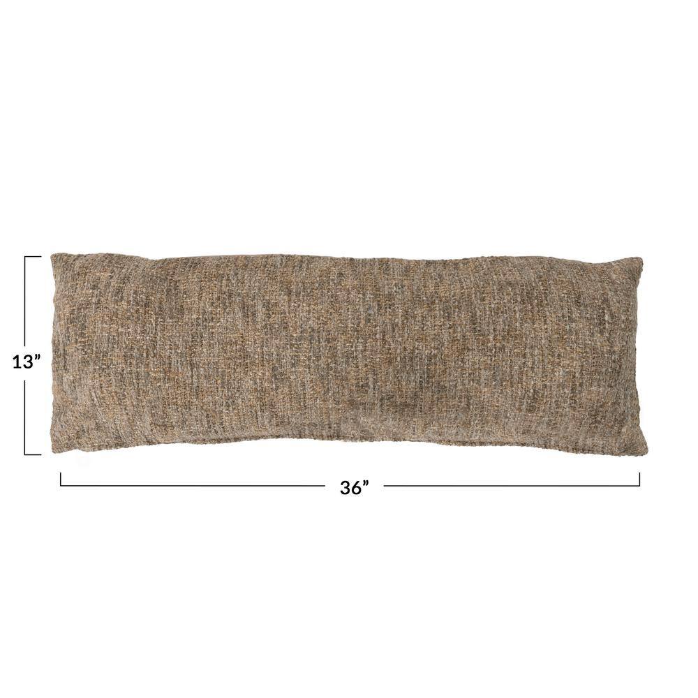 Greige Mélange Cotton Blend Bouclé Lumbar Pillow