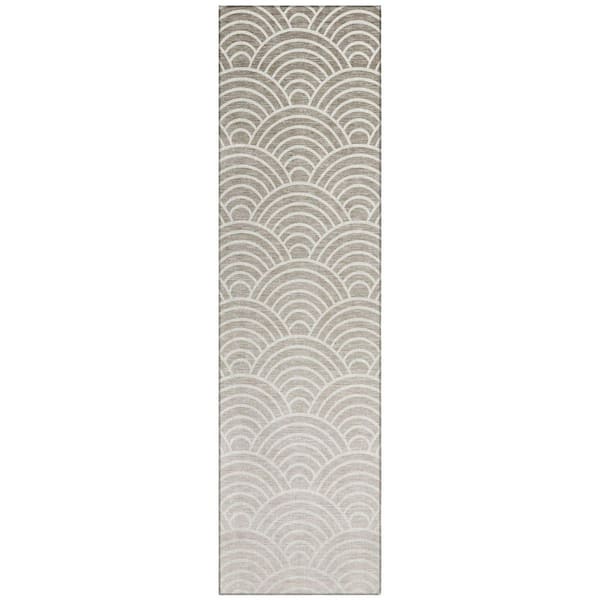 Chantille Machine Washable Indoor/Outdoor Abstract ACN2414 Ivory 2 ft. x 7 ft. Runner Rug
