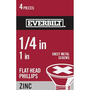 #14 x 1 in. Phillips Flat Head Zinc Plated Sheet Metal Screw (4-Pack)