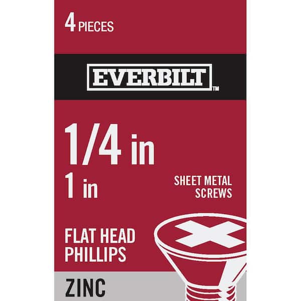 Everbilt #14 x 1 in. Phillips Flat Head Zinc Plated Sheet Metal Screw (4-Pack)