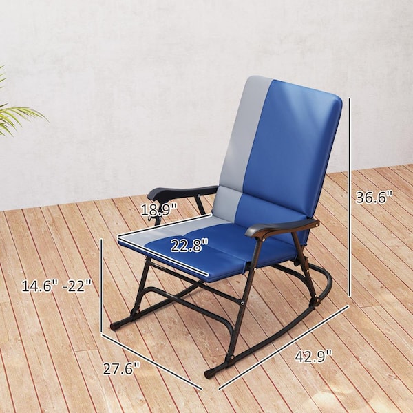 Outsunnny Folding Outdoor Rocking Chair Set Of 2, Oversized Patio Rocking Camping Chair Set With 400 Lbs. Capacity, Wide Seat, Padded High Back For Patio, Porch, Garden, Dark Green