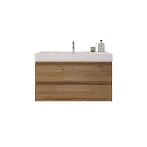 Fortune 36 in. W Bath Vanity in Natural Oak with Reinforced Acrylic Vanity Top in White with White Basin