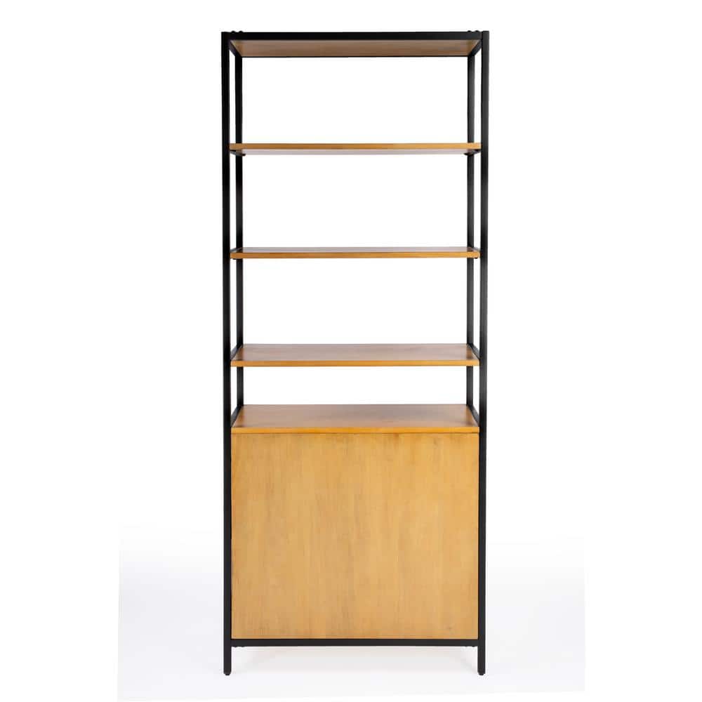 Hans 35.25" Black and Wood Adjustable Etagere Bookcase