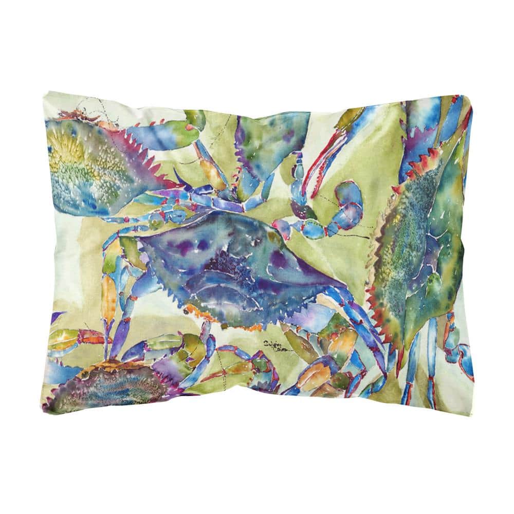 Multicolor 12H x16W Caroline's Treasures JMK1107PW1216 Blue Crab Red Canvas Fabric Decorative Pillow