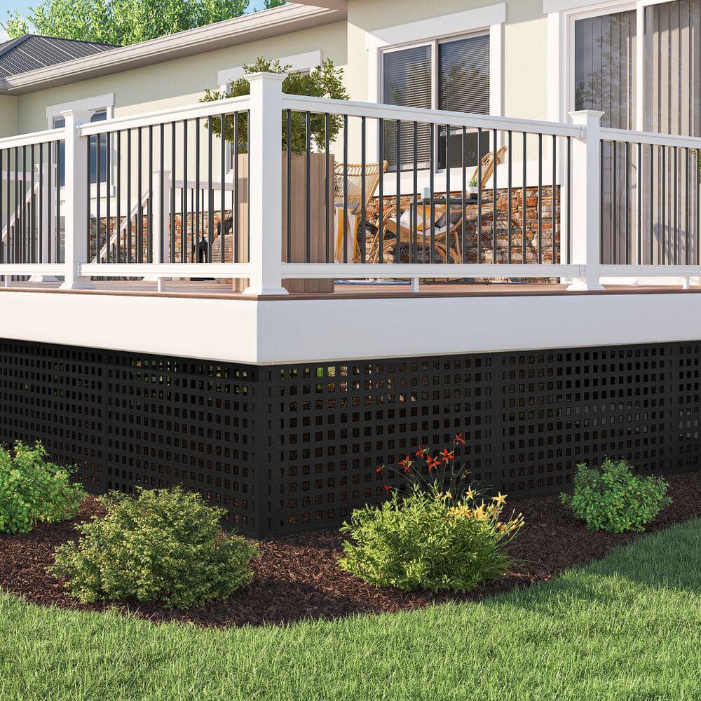 Freedom 4 ft. x 8 ft. Black Privacy Vinyl Lattice Panel