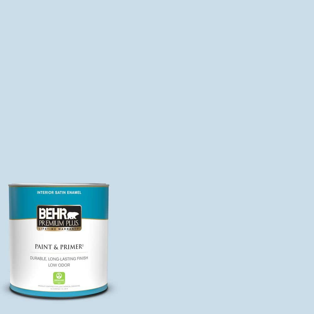 BEHR PREMIUM PLUS 1 qt. #M510-1 Blue Me Away Satin Enamel Low Odor