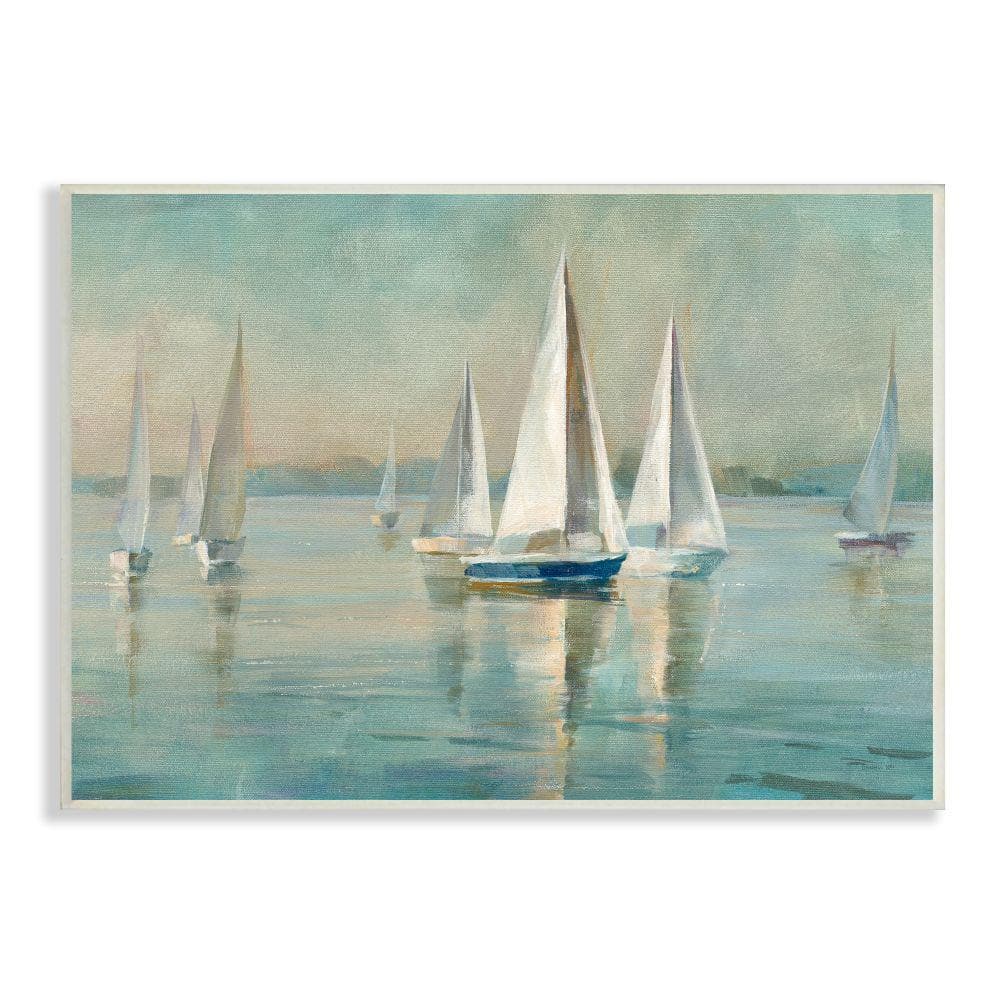 Traditional Nautical Sailboats Water Lake Wood Wall Art, 10x15