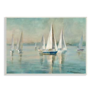 "Traditional Sailboats Water Lake Nautical Painting" by Danhui Nai Unframed Nature Wood Wall Art Print 10 in. x 15 in.