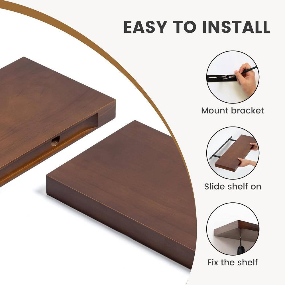 Light Brown MDF Floating Wall Shelf with Metal Bracket
