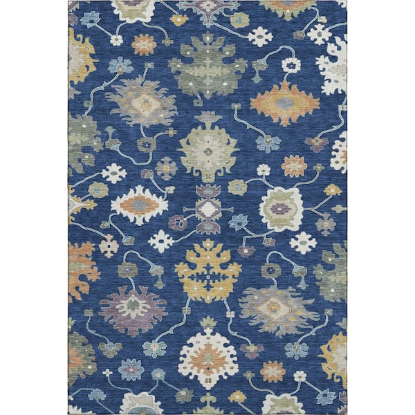 Mayfield Premium Machine Washable Abstract AMF2532 Navy 10 ft. x 14 ft. Area Rug