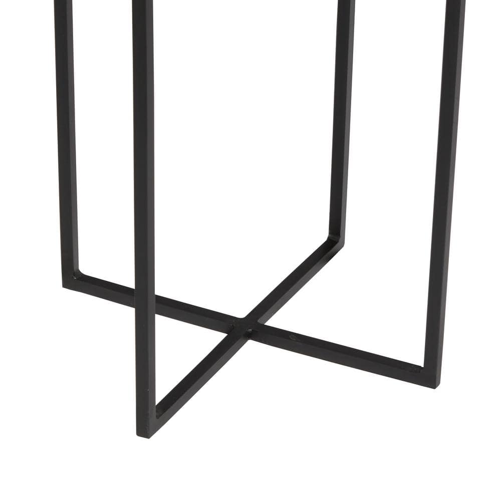 Sophisticated Teak and Iron Round Side Table