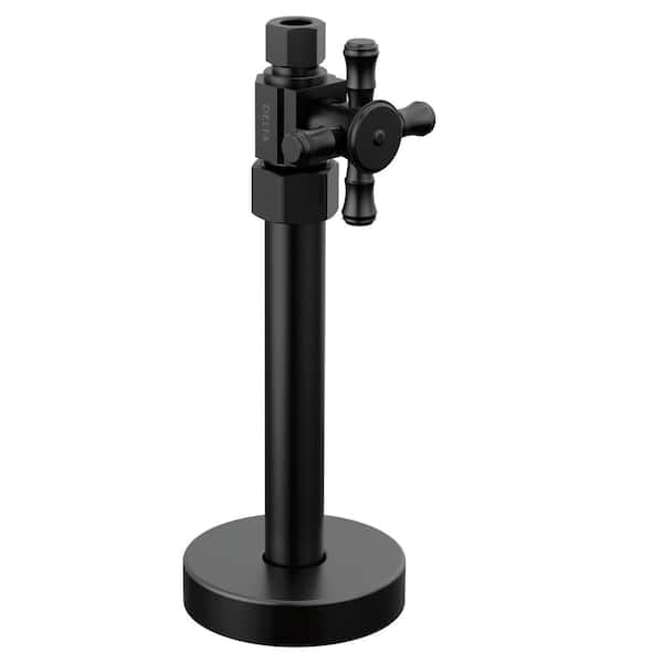 1/2 in. x 7.63 in. L Matte Black Brass Straight Supply Stop Valve
